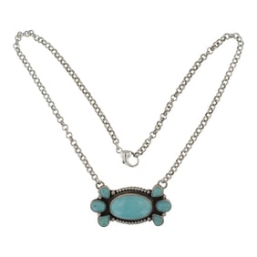 Randall Endito Navajo Compitos Turquoise Bar Necklace