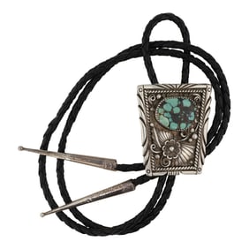 Vintage Navajo Hubei Turquoise Bolo Tie