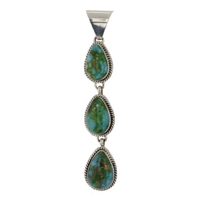 Carol Wylie Navajo Sonoran Gold Turquoise Three Stone Pendant
