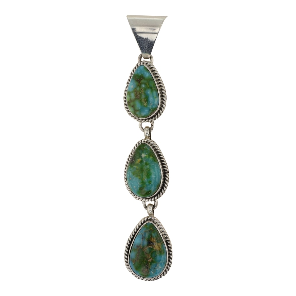 Carol Wylie Navajo Sonoran Gold Turquoise Three Stone Pendant (1 of 2)