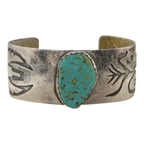 Vintage Navajo Nevada Turquoise Cuff Bracelet