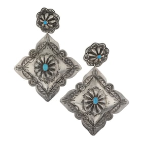 Rose Lincoln Navajo Kingman Turquoise Bump out Earrings