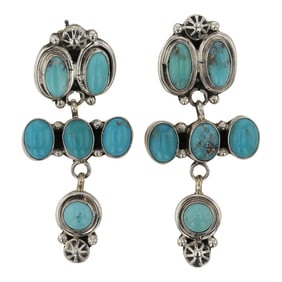 Della Wyllie Navajo Compitos Turquoise Earrings