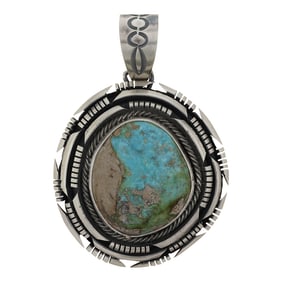 Paul Livingston Navajo Nevada Turquoise Triple Stack Saw Work Pendant