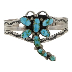 Kathleen Chavez Navajo Sonoran Gold Turquoise Dragonfly Bracelet