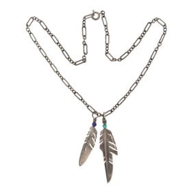 Ray Tracey Vintage Renown Navajo Designer Actor and Artist Turquoise & lapis Feather Necklace