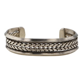 Vintage Navajo Plain Silver Twisted Wire Cuff Bracelet