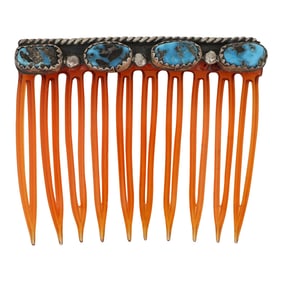 Vintage Navajo Nevada Turquoise Hair Barrette