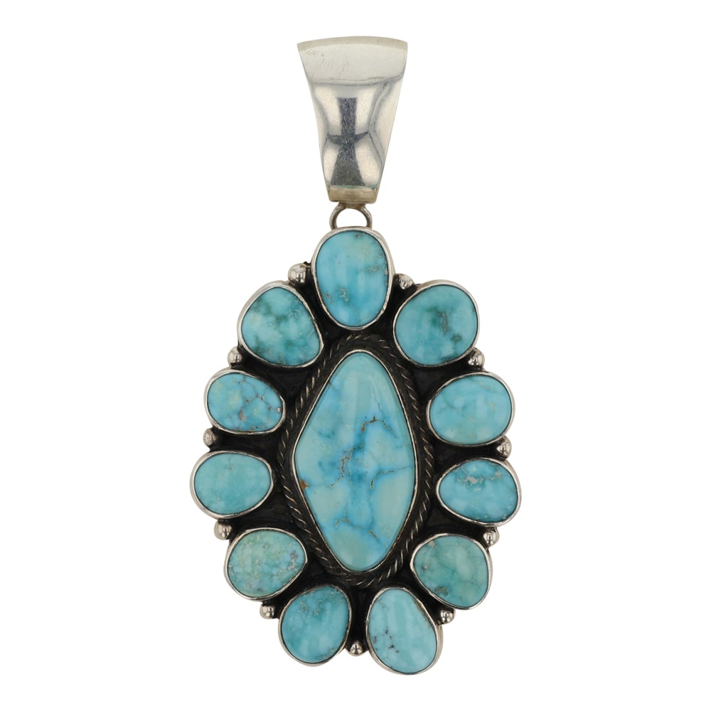 Lowell Draper Navajo Lone Mountain Turquoise Cluster Pendant (1 of 2)