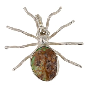 Navajo Royston Turquoise Spider Pin