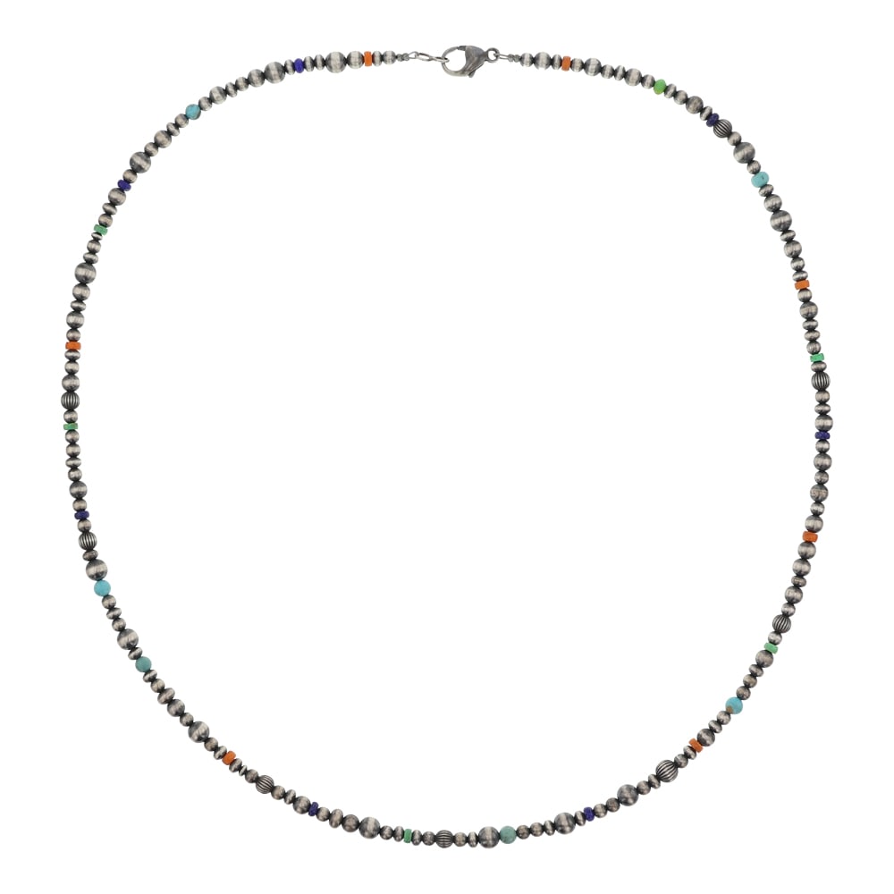 Navajo Oxidized Beads Lapis Turquoise & Spiny Oyster Mixed Beads Necklace (1 of 3)