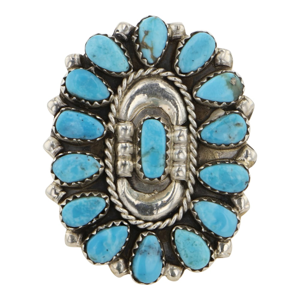 Vintage Navajo Kingman Turquoise Cluster Ring (1 of 3)