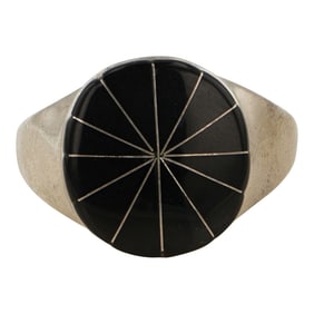Zuni Acoma Jet Inlay Ring