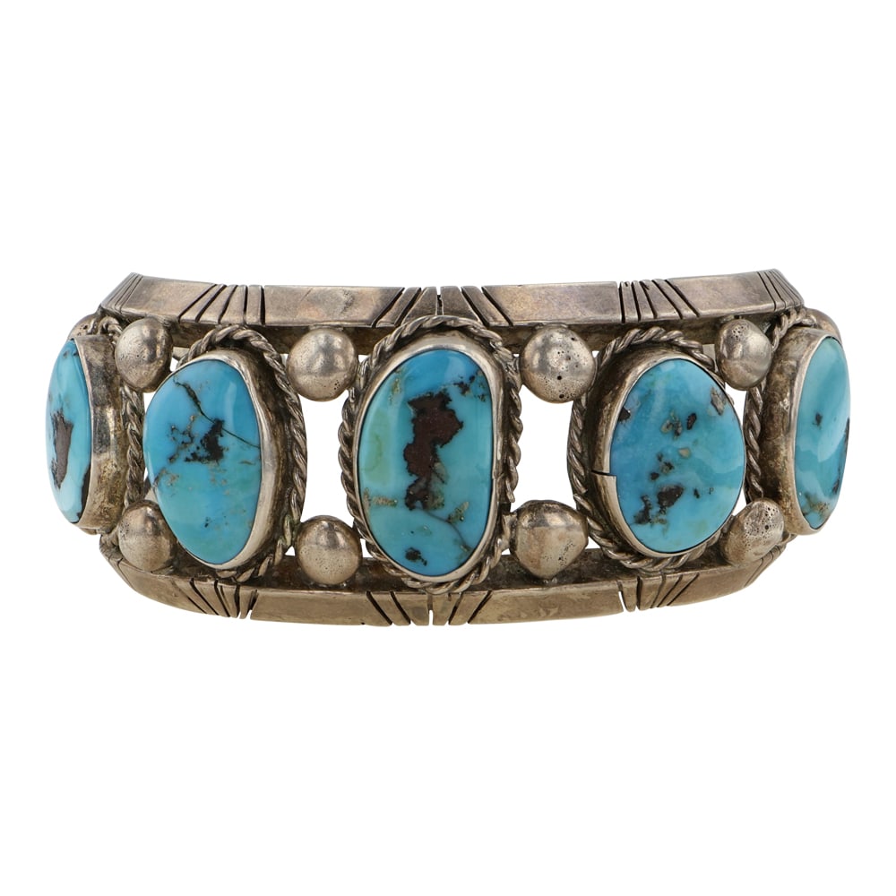 Navajo Vintage Kingman Turquoise Cuff Bracelet: Sterling Silver | Genuine Kingman Turquoise | Navajo Vintage Kingman Turquoise Cuff Bracelet | Navajo Native American Southwest Indian Jewelry | Good (no breaks or damages) | Approximate Weight: 84 Gr