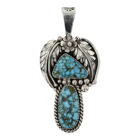 David Tune Navajo Award Winning Artist Turquoise Mountain Turquoise Pendant