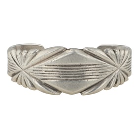 Nellie Tso (1932-2011) Navajo Vintage Plain Sterling Silver Cuff Bracelet