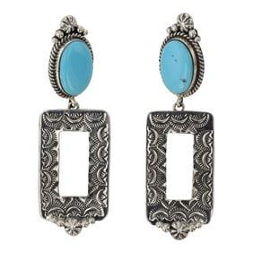 Eula Wyllie Navajo Kingman Turquoise Earrings