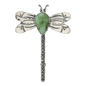 Navajo Sonoran Gold Turquoise Dragonfly Pin