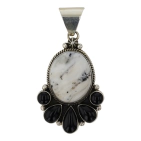 Carol Wyllie Navajo White Buffalo & Black Onyx Cluster Pendant