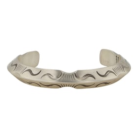 Tim Bluefint Ramel Bad River Chippewa/Comanche Award Winning Artist Heavy Stamped Triangle Wire Cuff