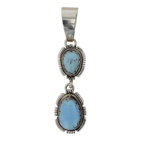 Randy Billy Navajo Golden Hills Turquoise Two Stone Pendant