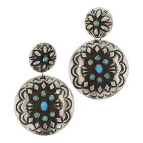Leander Tahe Navajo Kingman Turquoise Earrings