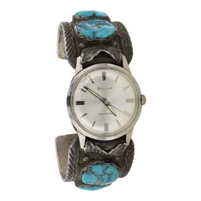 Vintage Navajo Kingman Turquoise Watch Bracelet