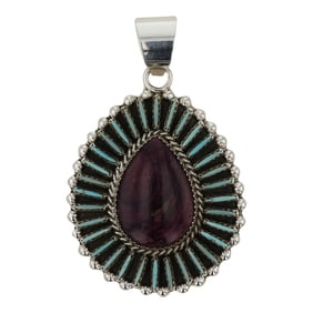 Albert Francisco Navajo Turquoise & Spiny Oyster Cluster Pendant