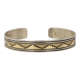 Alvin Monte Navajo 14K Gold & Sterling Silver Cuff Bracelet