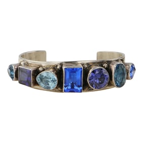 Gertrude Zachary Southwest Shop Synthetic Amethyst and Mystic Topaz Gemstone Bracelet