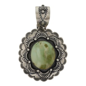 Mark Yazzie Navajo Royston Turquoise Large Stamp-Work Pendant