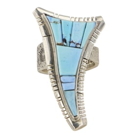 David Tune Award Winning Navajo Artist Golden Hills Turquoise Inlay Ring