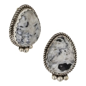 Lee Sandoval Navajo White Buffalo Earrings