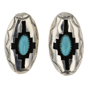 Navajo Kingman Turquoise Shadowbox Earrings