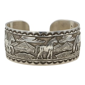 June Delgarito Navajo Horses Cuff Bracelet