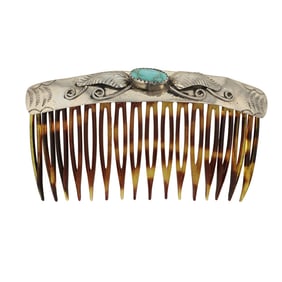 Vintage Navajo Nevada Turquoise Hair Barrette