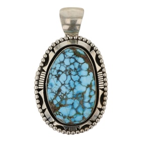 Eddie Secatero Navajo Turquoise Mountain Turquoise Pendant