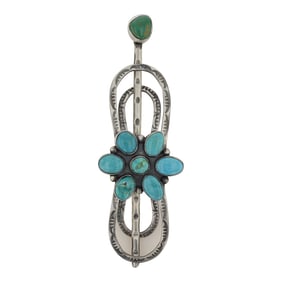 Navajo Blue Ridge Turquoise Cluster Hair Barrette