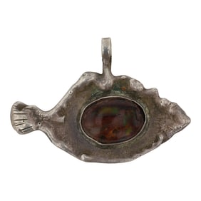 Vintage Navajo Boulder Opal Fish Pendant