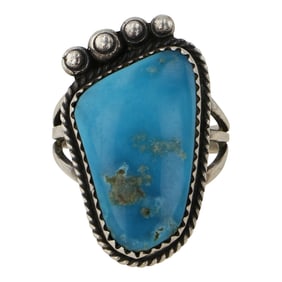 Elle Curley-Jackson Navajo Blue Ridge Turquoise Ring