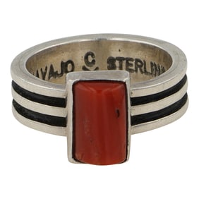 Navajo Mediterranean Coral Ring