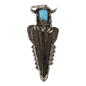 Gene Billie Navajo Renowned Contemporary Artist Turquoise & Amphibolite Buffalo Pendant