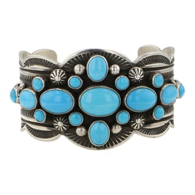 Albert Jake Sleeping Beauty Turquoise Stamp-Work Cuff Bracelet