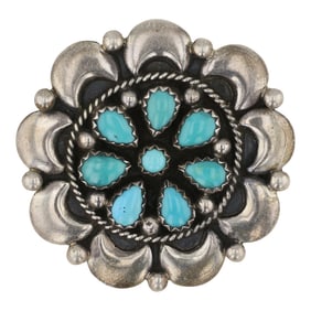 Vintage Navajo Sleeping Beauty Turquoise Cluster Pin