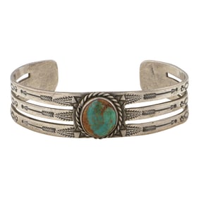 Vintage Fred Harvey Era Turquoise Cuff Bracelet