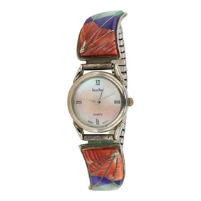 Sunburst Handcrafts Southwest Shop Turquoise Spiny Oyster & Lapis Watch Bracelet
