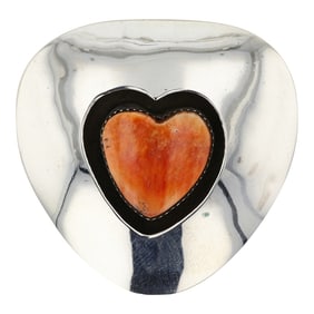 Patricia Platero Navajo Spiny Oyster Shadowbox Heart Pin/ Pendant