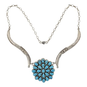 RB Navajo Compitos Turquoise Cluster Necklace