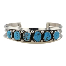 Sarah Curley Navajo Kingman Turquoise Cuff Bracelet