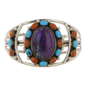 RB Navajo Turquoise Spiny Oyster & Block Purple Mojave Multi Color Bracelet
